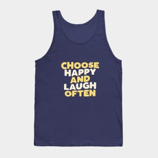 Choose Happy and Laugh Often in Green Yellow and White Tank Top